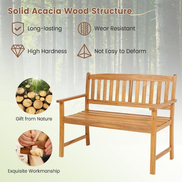 HONEY JOY 43 in. x 22 in. 2 Person Acacia Wood Outdoor Bench Patio