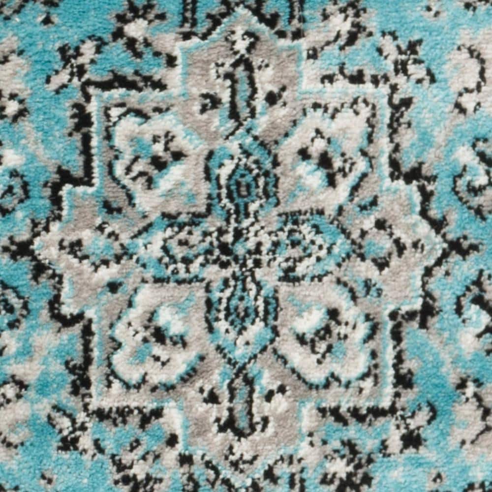 Ivory and Blue Floral Hand-Knotted Easy Care Area Rug