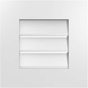 16 in. x 16 in. Rectangular White PVC Paintable Gable Louver Vent Functional