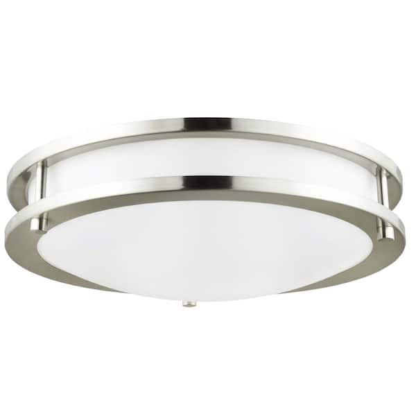 ENERGETIC LIGHTING 14 in. Brushed Nickel Selectable LED Round Double Ring Flush Mount 3 Color Adjustable Dimmable