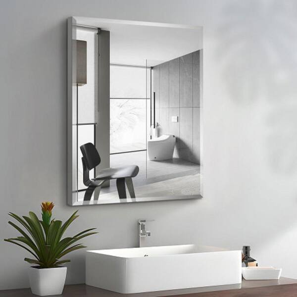 Unbranded 24 in. W x 30 in. H Rectangular Silver Aluminum Medicine Cabinet with Mirror
