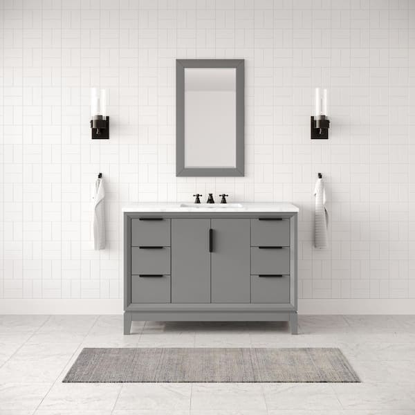 Water Creation Elizabeth Collection 48 in. Bath Vanity in Cashmere Grey With Vanity Top in Carrara White Marble - Vanity Only