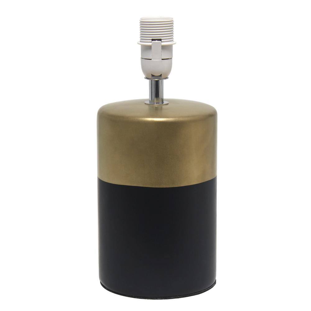 Black and Gold Porcelain Cylinder Nightstand Lamp