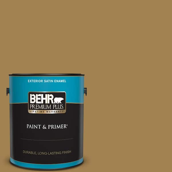 BEHR PREMIUM PLUS 1 gal. #340F-7 Woven Basket Satin Enamel Exterior Paint & Primer