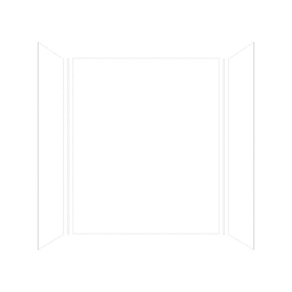 Expressions 32 in. x 60 in. x 72 in. 3-Piece Easy Up Adhesive Alcove Shower Wall Surround in White