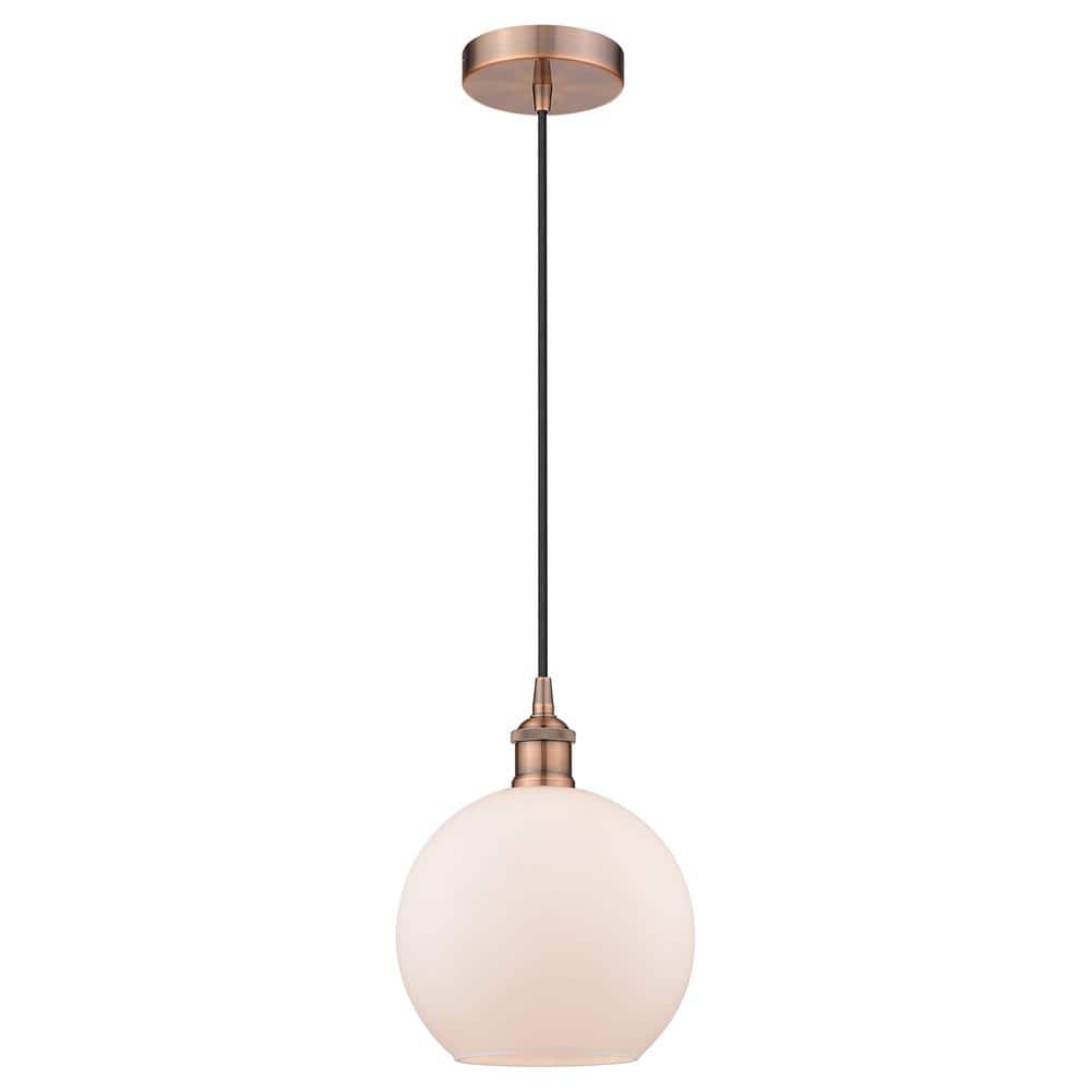 Athens 60-Watt 1-Light Antique Copper Standard Mini Pendant Light with Painted Glass Shade, No Bulbs Included price history on PriceWatchPro