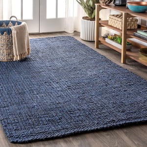 Pata Hand Woven Chunky Jute Navy 10 ft. x 13 ft. Area Rug