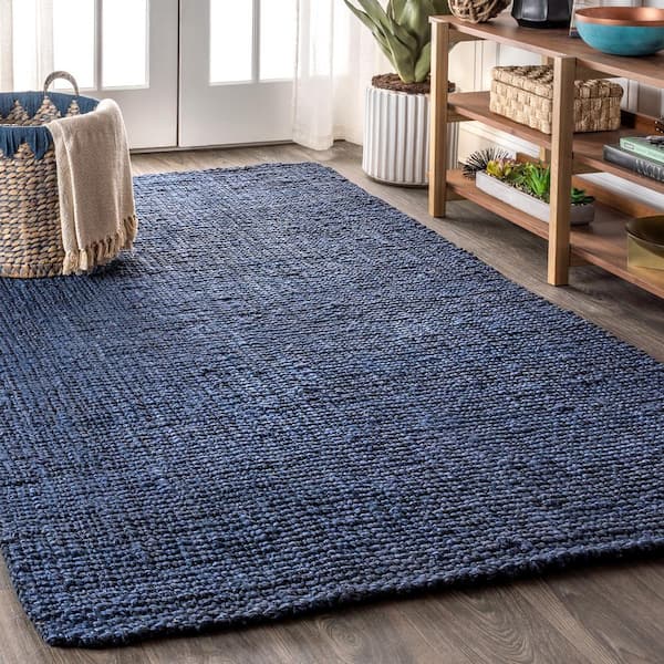 JONATHAN Y Pata Hand Woven Chunky Jute Navy 10 ft. x 13 ft. Area Rug