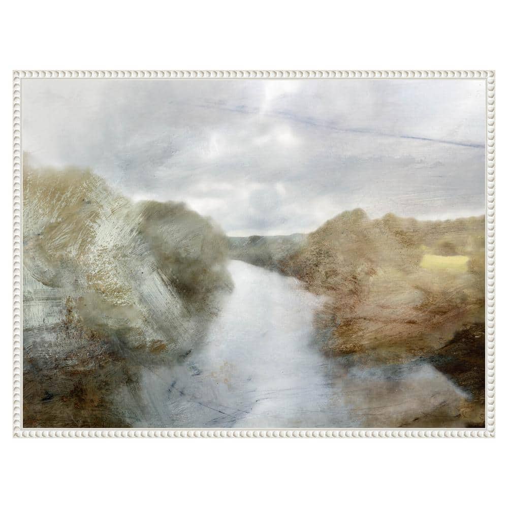 Sylvie Beaded White Framed Abstract Landscape Canvas Print