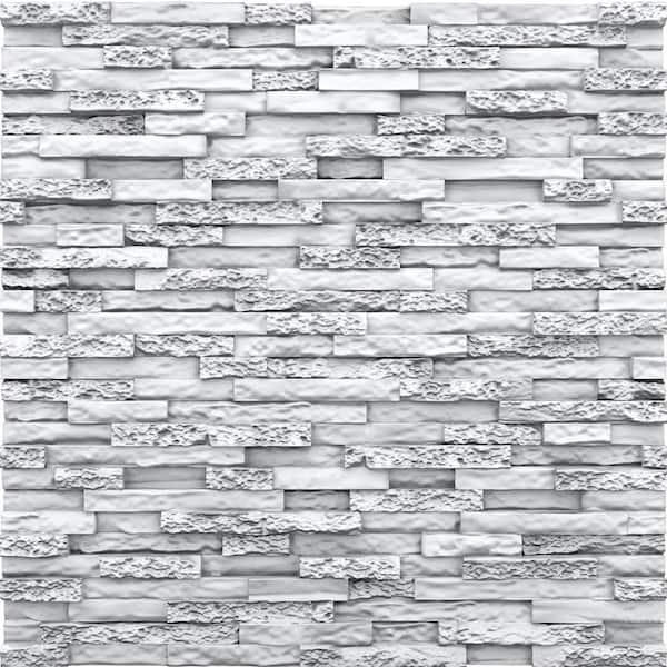 A La Maison Ceilings Stone 3/4 in. x 2 ft. x 2 ft. Plain White Seamless Foam Glue-Up 3D Wall Panels (12-Pack) 48 sq. ft./case