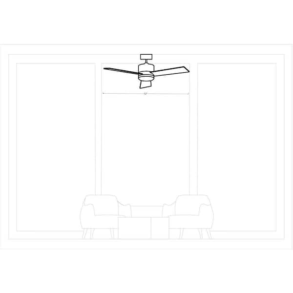 Generation Lighting - Era 52 in. Modern Brushed Steel Ceiling Fan with Black/American Walnut Reversible Blades and Wall Mount Control