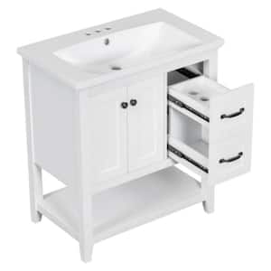 BY03 30.00 in. W x 18.00 in. D x 34.00 in. H Freestanding Bath Vanity in White with White Top