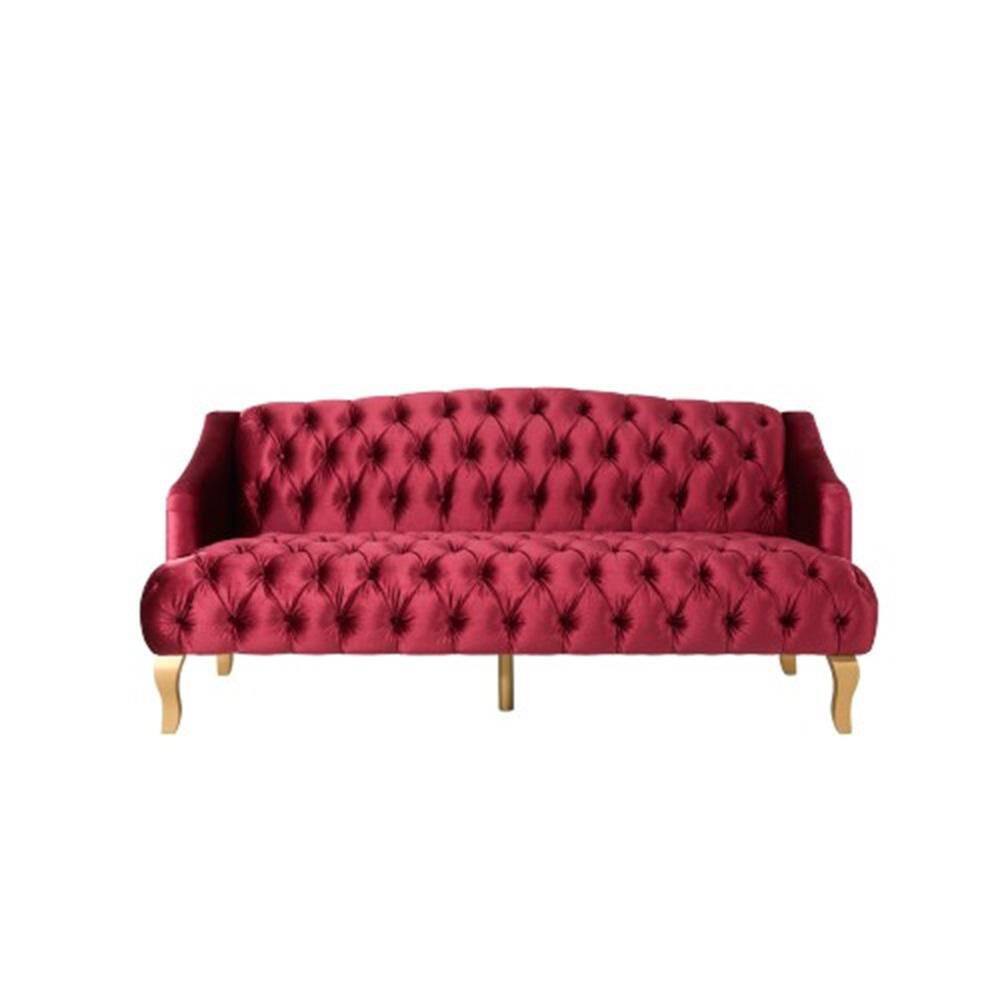 UPC 194188037689 product image for Adelia 73.25 in. Wine Solid Velvet 3-Seat Camelback Sofa | upcitemdb.com
