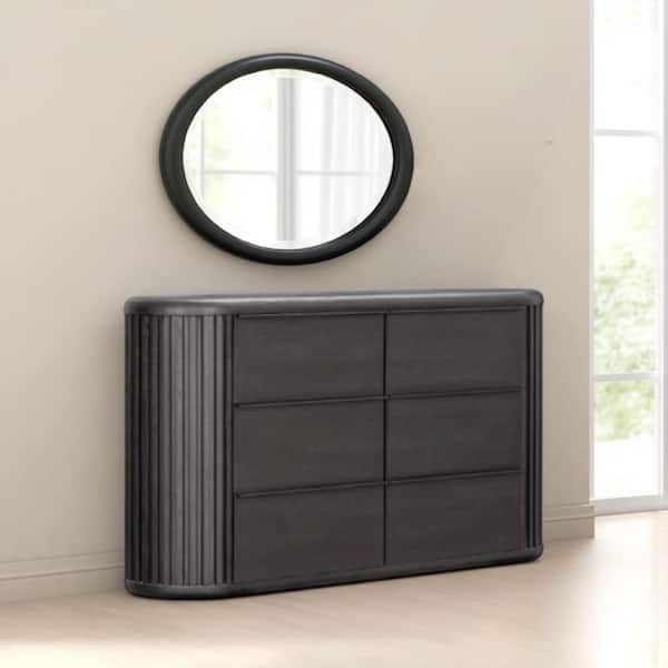 Sheim Black 6-Drawer 68 in. Wide Dresser without Mirror
