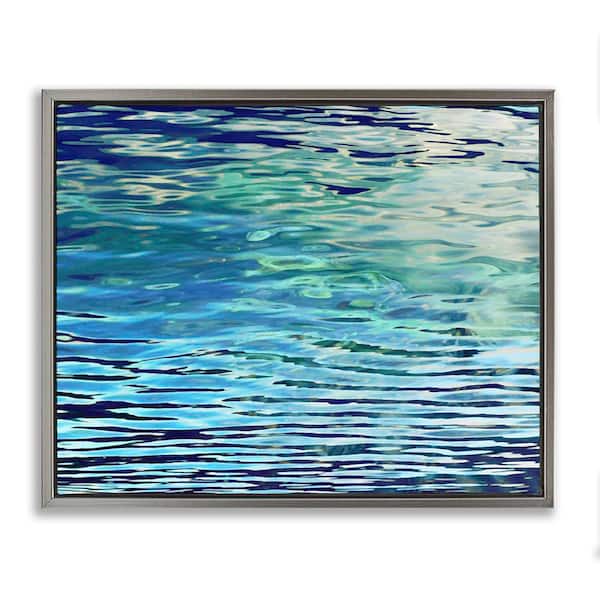 Stupell Industries Sunlit Sea Ripples by Michael Barrett Gray Floater Frame Nature Graphic Art Print 25 in. x 31 in.