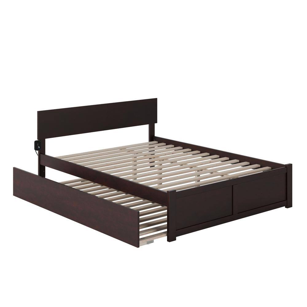 Orlando Espresso King Platform Bed with Wood Frame and Trundle