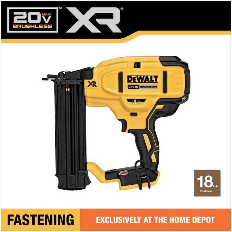 DEWALT 20V MAX XR Lithium-Ion Electric Cordless 18-Gauge Brad Nailer (Tool Only)