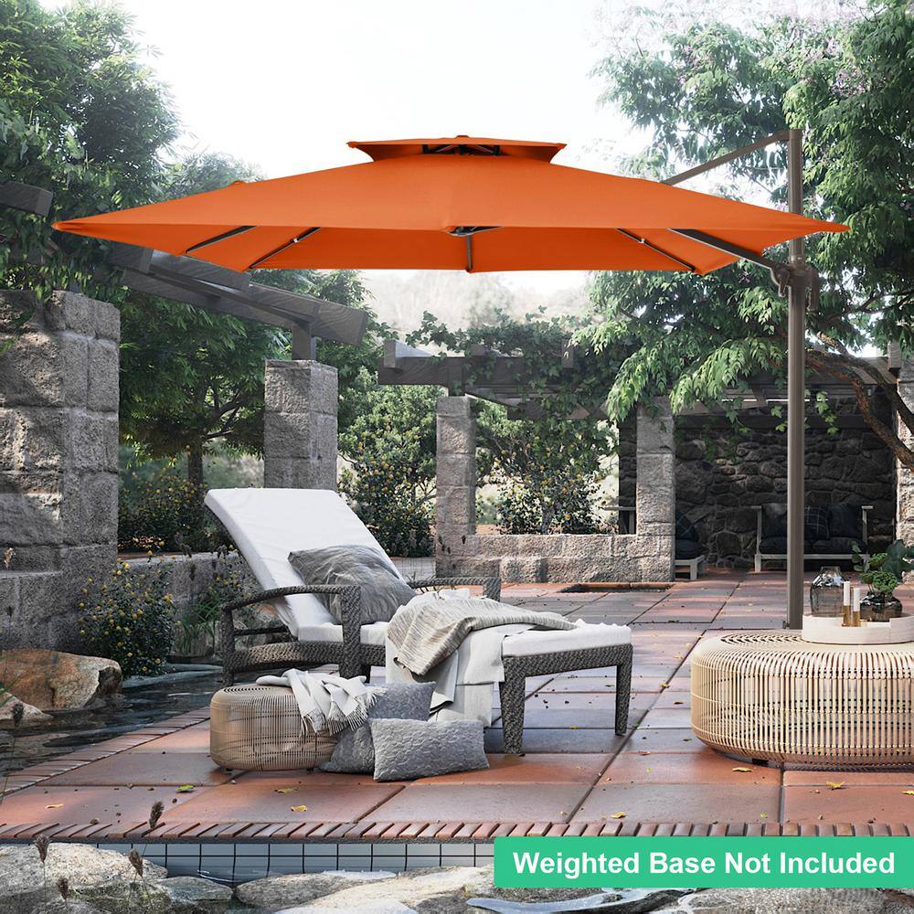 JEAREY 10 ft. x 10 ft. Square Two-Tier Top Rotation Outdoor Cantilever Patio  Umbrella with Cover in Orange LK10FX-Orange - The Home Depot