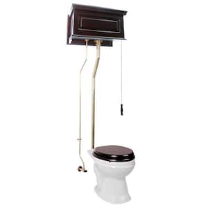 Hardwick High Tank Single Flush 2-Piece 1.6 GPF Round Bowl Toilet in White with Tank and Brass Pipes Seat not Included