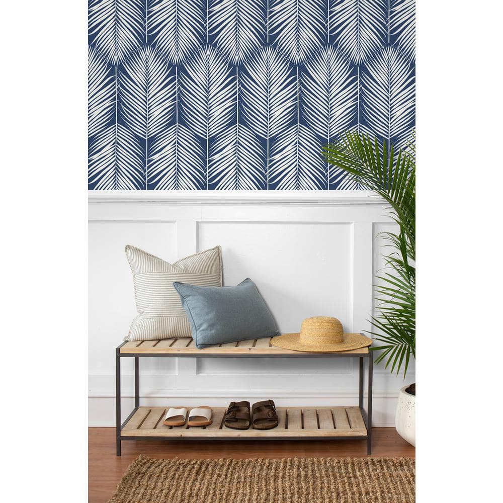 Coastal Blue Palm Leaf Self-Adhesive Vinyl Wallpaper