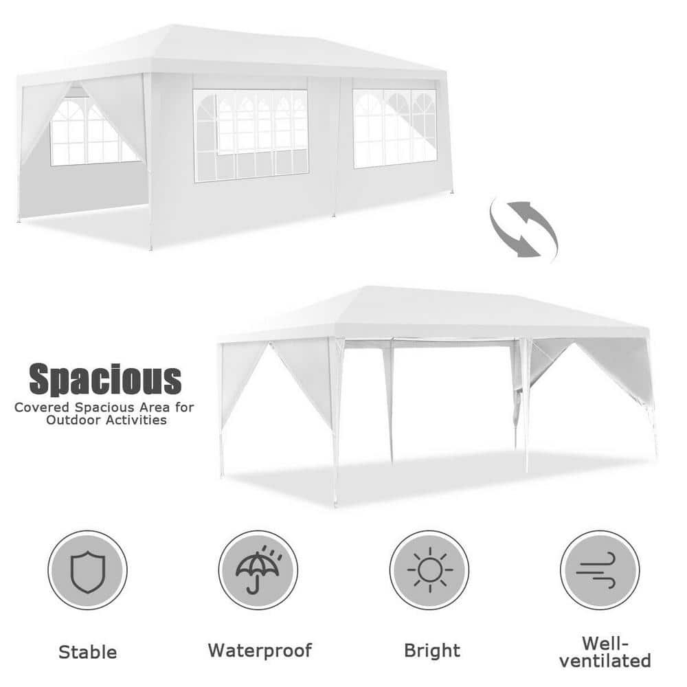 White 10' x 20' Outdoor Canopy Tent with Removable Walls