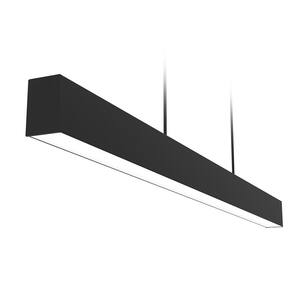 Modern 46 in. 40-Watt 1-Light Black Adjustable Integrated LED Linear Pendant Light Selectable CCT Dimmable