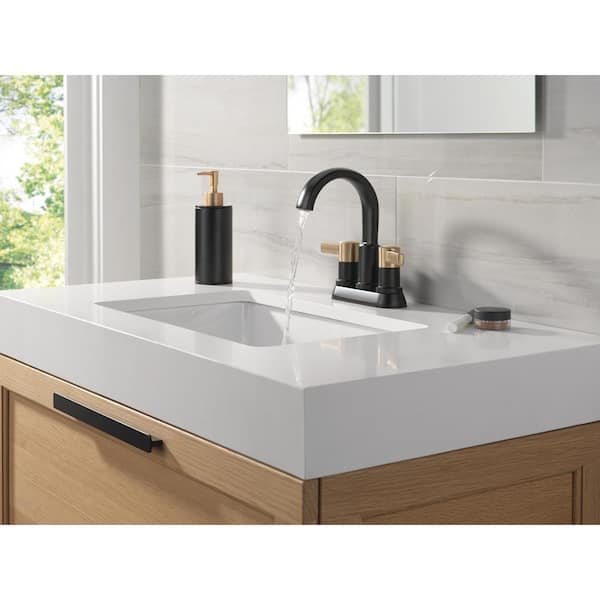 Albion 4 in. Centerset 2-Handle Bathroom Faucet with Drain Kit Included in Mixed Finishes 2-Toned