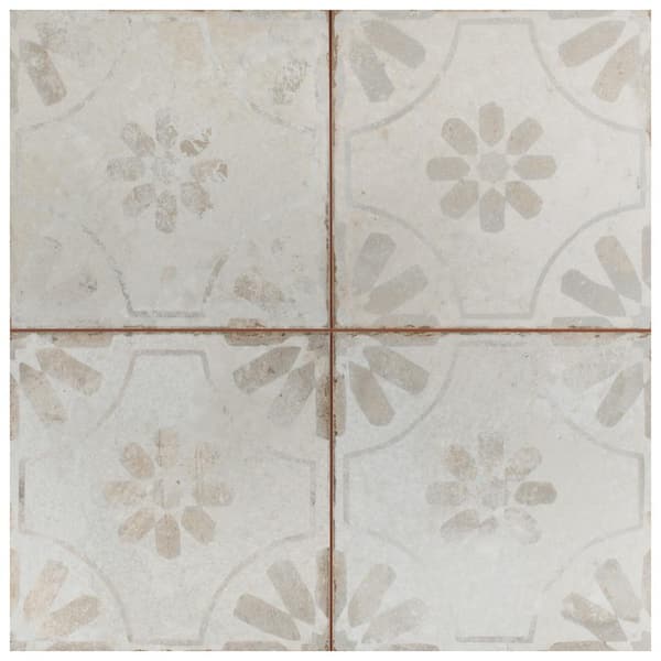 Merola Tile Kings Blume White 9 in. x 9 in. Ceramic Floor and Wall