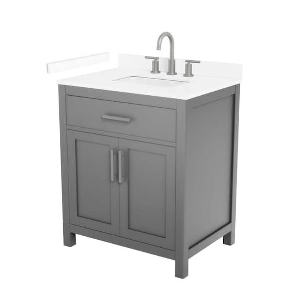 Beckett 30 in. Single Freestanding Dark Gray Bath Vanity with White Cultured Marble Top