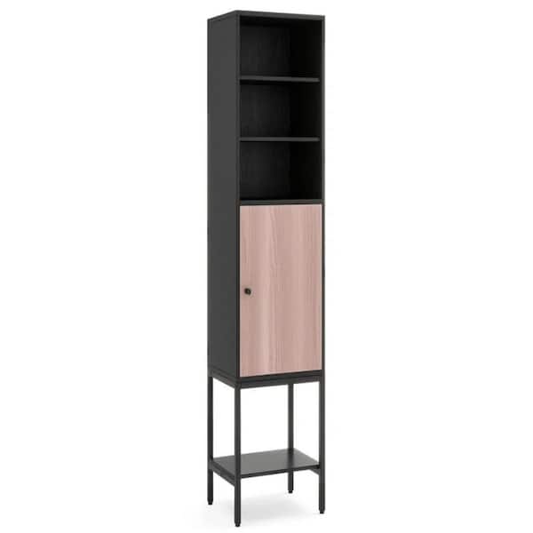 15in W x 12in D x 57 in H Kitchen Cabinet in Black with Bathroom Tall Cabinet, Base Cabinet