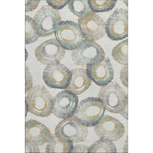 Mayfield Premium Machine Washable Abstract AMF2278 Ivory 8 ft. x 10 ft. Area Rug