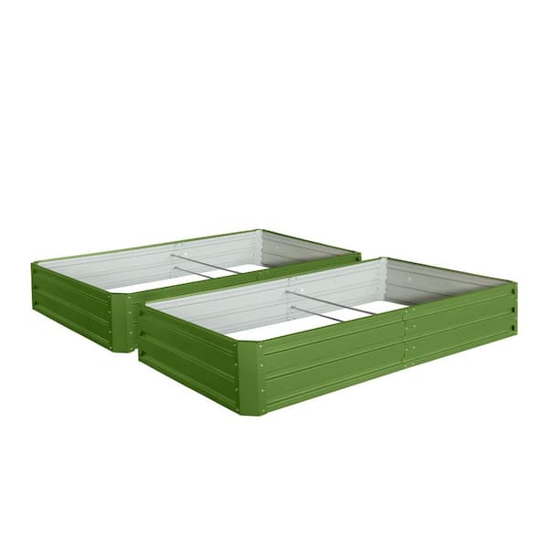 6 x 3 x 1 ft. Green Metal Rectangle Outdoor Planter Box Garden Bed with opening botton (2-Pack)