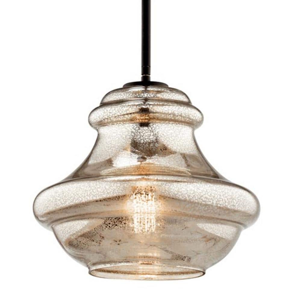 Everly 12" Distressed Bronze Schoolhouse Pendant with Clear Glass Shade