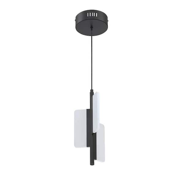 Kendal Lighting Phaedra 3-Light Black Statement Integrated LED Pendant Light with White Acrylic Shade
