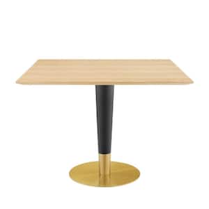Zinque 40 in. Square Gold Natural Dining Table