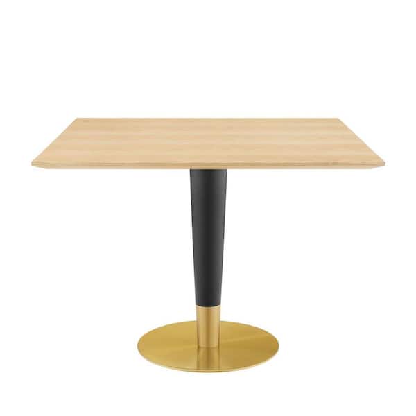 MODWAY Zinque 40 in. Square Gold Natural Dining Table