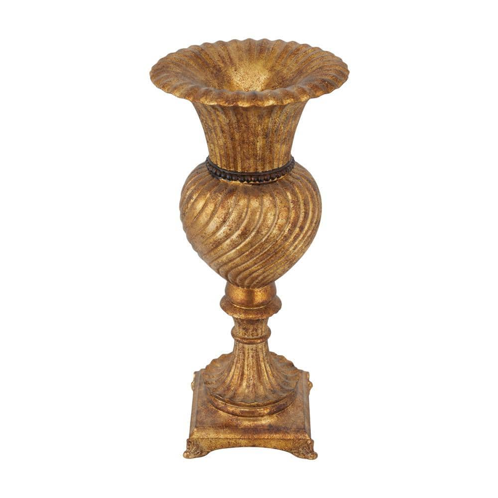 Litton Lane Gold Carved Polystone Decorative Vase