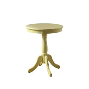 18 in. H Light Yellow Wood Traditional Round Pedestal Table Side Table