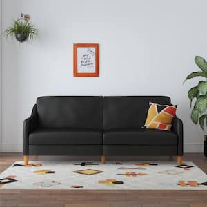 Jalen Black Faux Leather Coil Futon