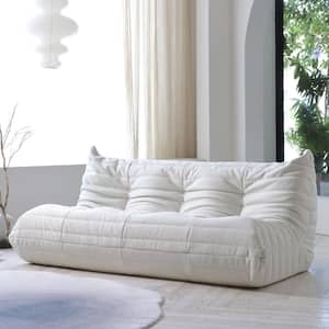 68.9 in. W Armless Soft Teddy Velvet Rectangle 3-Seater Floor Lazy Reclining Sofa in Beige