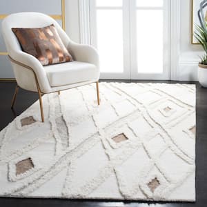 Casablanca Ivory/Brown 8 ft. x 8 ft. Abstract High-Low Square Area Rug