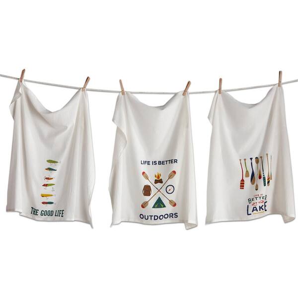 Tag 28 in. x 29 in. Multicolored Cotton Outdoors Flour Sack Dishtowel (3-Pack)