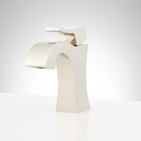SIGNATURE HARDWARE Vilamonte Single Handle Mid Arc Single Hole Bathroom Faucet with Spot Resistant in Polished Nickel