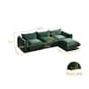 J&E Home 103.9 in. Square Arm 4-Piece L Shaped Chenille Modular Free Combination Sectional Sofa with Ottoman in Green JE-119GNS3+1-A