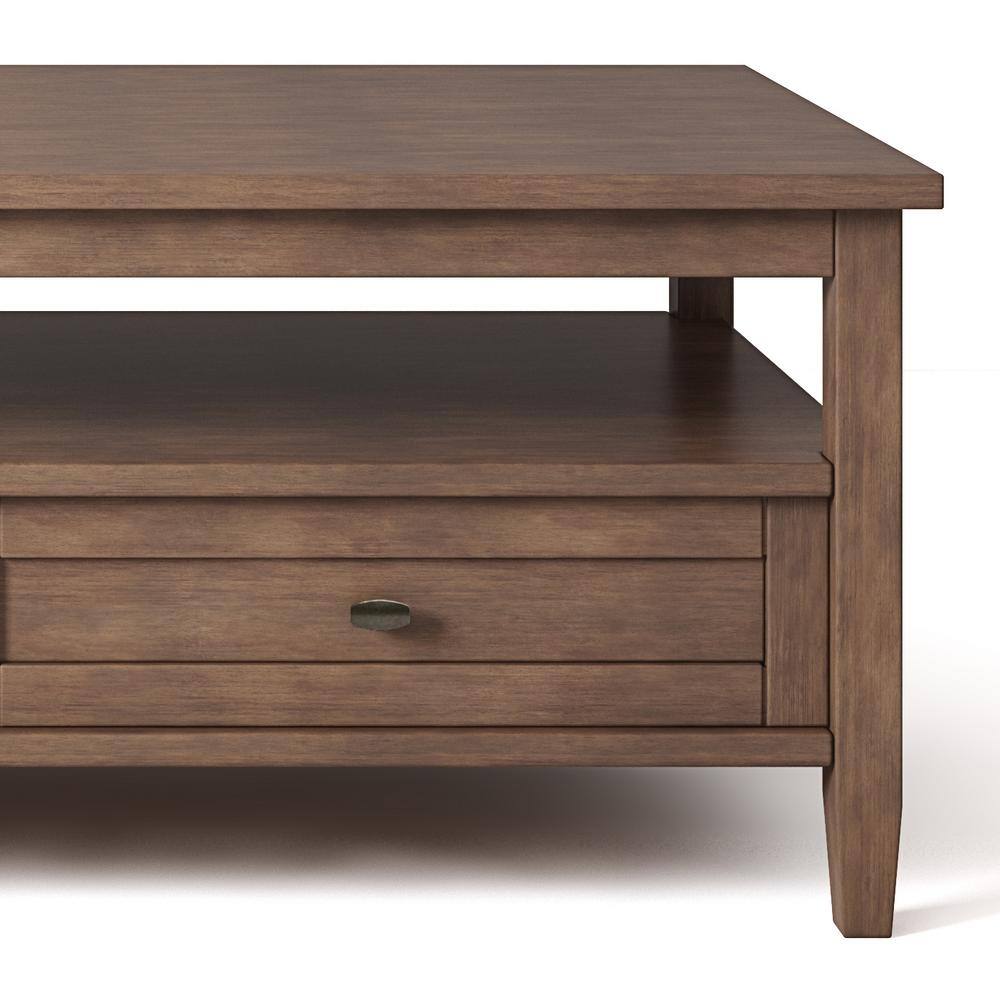 Rustic Natural Aged Brown Wood Coffee Table with Storage