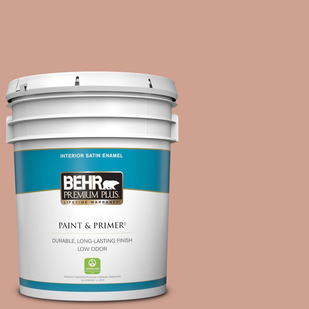 BEHR PREMIUM PLUS 5 gal. S1804 Shiny Kettle Satin Enamel Low Odor Interior Paint & Primer