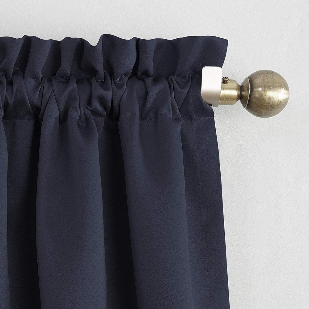 Black Polyester Room Darkening Rod Pocket Curtain Panel 54" x 63"