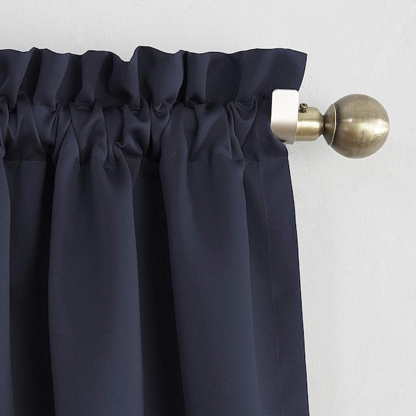 Navy Solid Rod Pocket Room Darkening Curtain - 54 in. W x 84 in. L