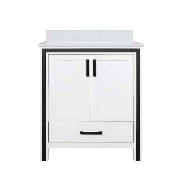 Ziva 30 in W x 22 in D White Bath Vanity and White Quartz Top