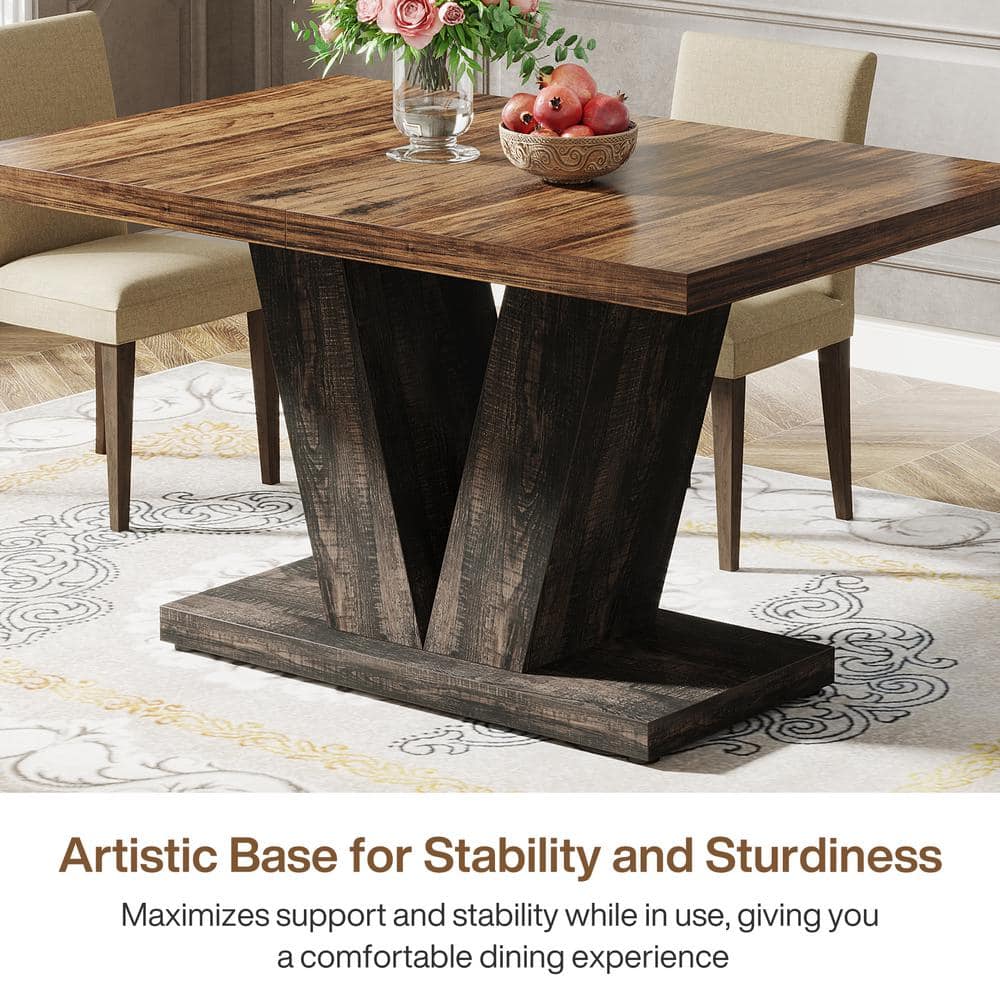 Rustic Black and Brown Reclaimed Wood Dining Table, 47-Inch